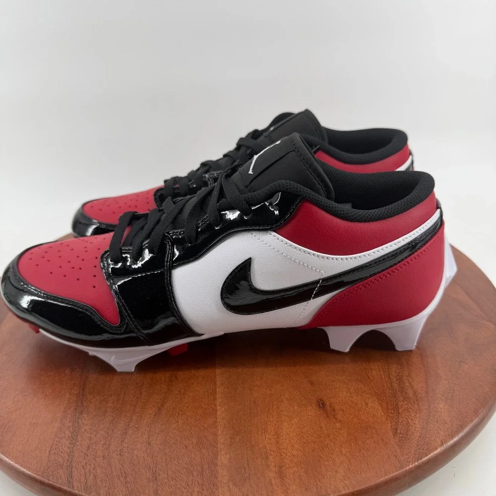 Nike Jordan 1 Low TD Red Black White Retro Football Cleats FJ6245-601 Mens 13.5